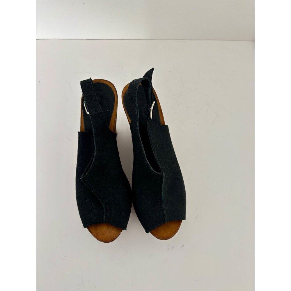 Charles David Wedges 7 Suede Studded Wood Platform Sandal Boho Chic Quiet Luxury - Picture 3 of 12